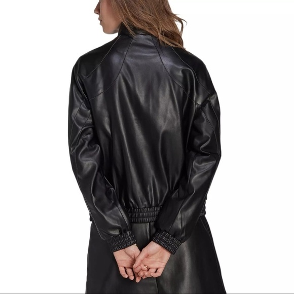 NWT Adidas Adicolor Trefoil Faux Leather Jacket Size‎ Small - Picture 3 of 13